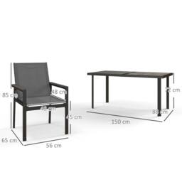 OUTSUNNY 7 Pieces Outdoor Dining Table & 6 Armchairs, Garden Dining Set, Grey - thumbnail 3