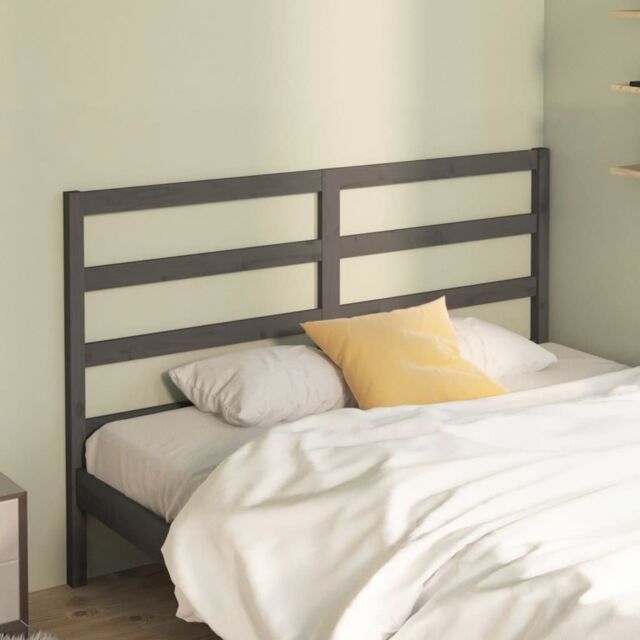 Berkfield Home Bed Headboard Grey 126x4x100 cm Solid Wood Pine - Size: 126 x 4 x 100 cm - image 1