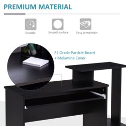HOMCOM Computer Desk with Sliding Keyboard Tray Storage Drawer Shelf in Black - thumbnail 5