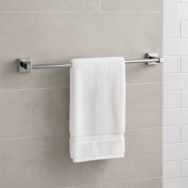 Havendro Bathroom Towel Rail Single Wall Mounted Storage in Silver - Size: 60 cm x 45 cm - image 1