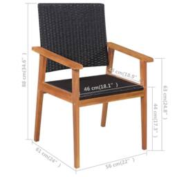 Berkfield Home 5 Piece Outdoor Dining Set Poly Rattan Black & Brown - thumbnail 6