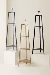 ValueLights Hiru 3 Tier Wooden Tripod Shelf Corner Floor Lamp Base in Grey - thumbnail 6