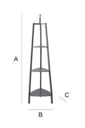 ValueLights Hiru 3 Tier Wooden Tripod Shelf Corner Floor Lamp Base in Grey - thumbnail 7