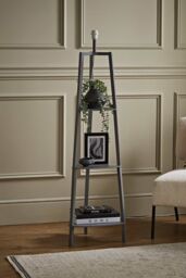 ValueLights Hiru 3 Tier Wooden Tripod Shelf Corner Floor Lamp Base in Grey