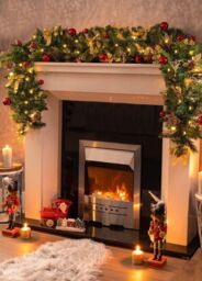 Marco Paul Christmas Garland with LED Lights, Battery Operated Pre-Lit Artificial in Green - thumbnail 4