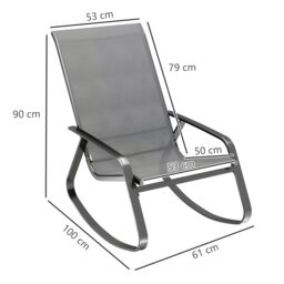 OUTSUNNY Garden Rocking Chairs with Armrests, High Back, Grey - Size: 1 Pack - thumbnail 3