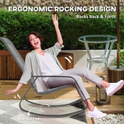 OUTSUNNY Garden Rocking Chairs with Armrests, High Back, Grey - Size: 1 Pack - thumbnail 4
