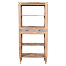 Indian Hub Wilton 2 Drawers Open Bookcase - Acacia Wood - L40 x W85 x H180 cm in Brown - thumbnail 1