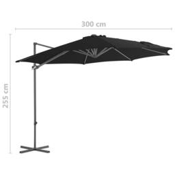 Berkfield Home Cantilever Umbrella with Steel Pole Black 300 cm - thumbnail 9