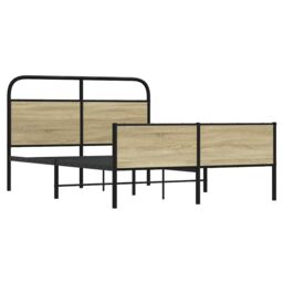 Berkfield Home Bed Frame without Mattress 120x200 cm Sonoma Oak Engineered Wood in Brown - Size: Small Double - thumbnail 3