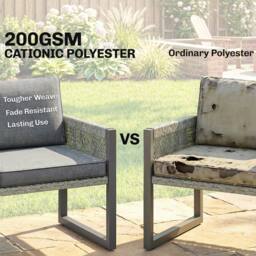 OUTSUNNY 4 Piece Rattan Garden Furniture Set with 3 Loveseats, Table, Grey - thumbnail 6