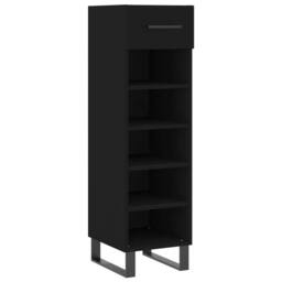 Berkfield Home Shoe Cabinet Black 30x35x105 cm Engineered Wood - Size: 30 x 35 x 105 cm - thumbnail 1