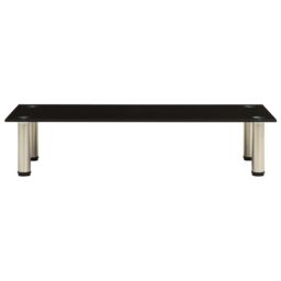 Berkfield Home TV Stand Black 80x35x17 cm Tempered Glass - Size: 80 x 35 x 17 cm - thumbnail 2
