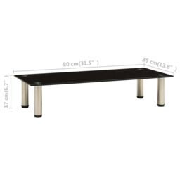 Berkfield Home TV Stand Black 80x35x17 cm Tempered Glass - Size: 80 x 35 x 17 cm - thumbnail 5
