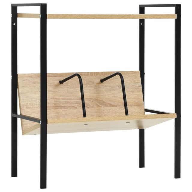 Berkfield Home 2-Layer Book Shelf Black & Oak 52x28x59 cm Engineered Wood - Size: 52 x 28 x 59 cm - image 1