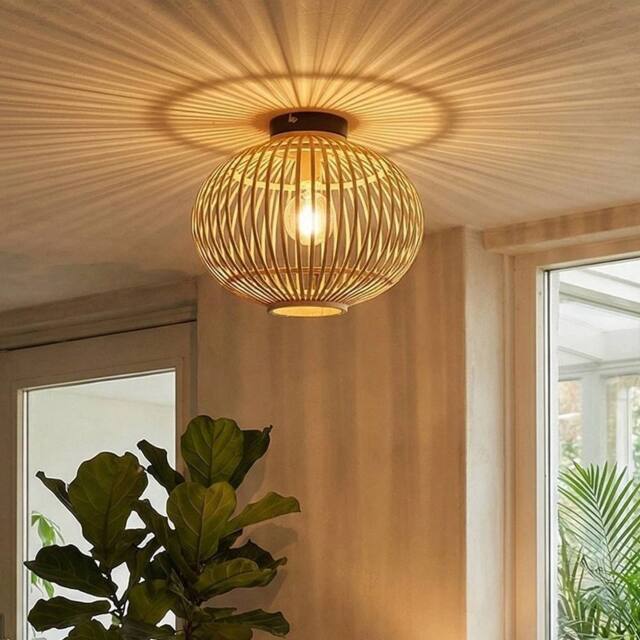 KORVIXA Natural Wicker Rattan Ceiling Light Shade - image 1