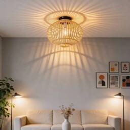 KORVIXA Natural Wicker Rattan Ceiling Light Shade - thumbnail 3