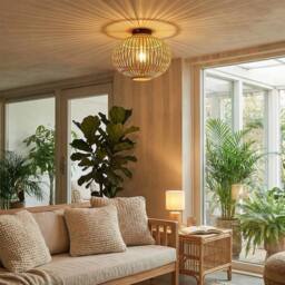 KORVIXA Natural Wicker Rattan Ceiling Light Shade - thumbnail 4