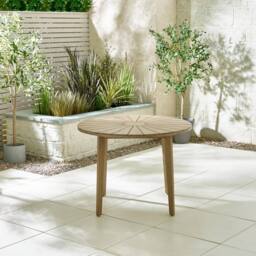 FurnitureboxUK Tari 100cm Round Solid Wood Outdoor Dining Table in Light Brown - thumbnail 1