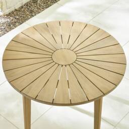 FurnitureboxUK Tari 100cm Round Solid Wood Outdoor Dining Table in Light Brown - thumbnail 2
