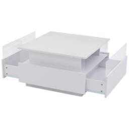 Merax Square High Gloss LED Coffee Table with Acrylic Display & 2 Drawers in White - thumbnail 9