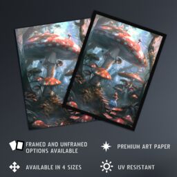 "Artery8 Alice in Wonderland Mushroom Forest Concept Art Wall Art Print in Blue - Size: W24"" x H32""" - thumbnail 2