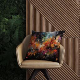 Warren Reed - Designer A Vibrant Abstract Painting Capturing The Energy & E Outdoor Cushion in Orange - Size: 45 cm x 45 cm - thumbnail 2