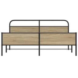 Berkfield Home Metal Bed Frame without Mattress Smoked Oak 150x200 cm King Size in Brown - thumbnail 5