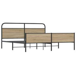 Berkfield Home Metal Bed Frame without Mattress Smoked Oak 150x200 cm King Size in Brown - thumbnail 1