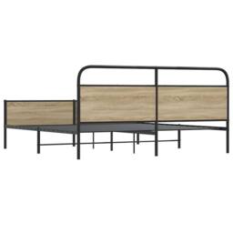 Berkfield Home Metal Bed Frame without Mattress Smoked Oak 150x200 cm King Size in Brown - thumbnail 7