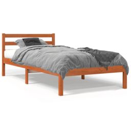 Berkfield Home Bed Frame without Mattress Wax Brown 90x190 cm Single Solid Wood Pine - thumbnail 2