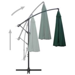 Berkfield Home Hanging Parasol Green 3 m Aluminium Pole - thumbnail 4