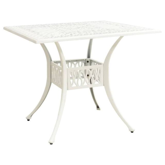 Berkfield Home Garden Table White 90x90x73 cm Cast Aluminium - Size: 90 x 90 x 73 cm - image 1