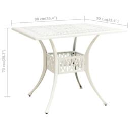 Berkfield Home Garden Table White 90x90x73 cm Cast Aluminium - Size: 90 x 90 x 73 cm - thumbnail 6