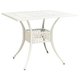 Berkfield Home Garden Table White 90x90x73 cm Cast Aluminium - Size: 90 x 90 x 73 cm - thumbnail 1