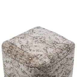 Wyld and Coco Brown Cotton Pouffe - Distressed Pattern Boho Ottoman - thumbnail 4