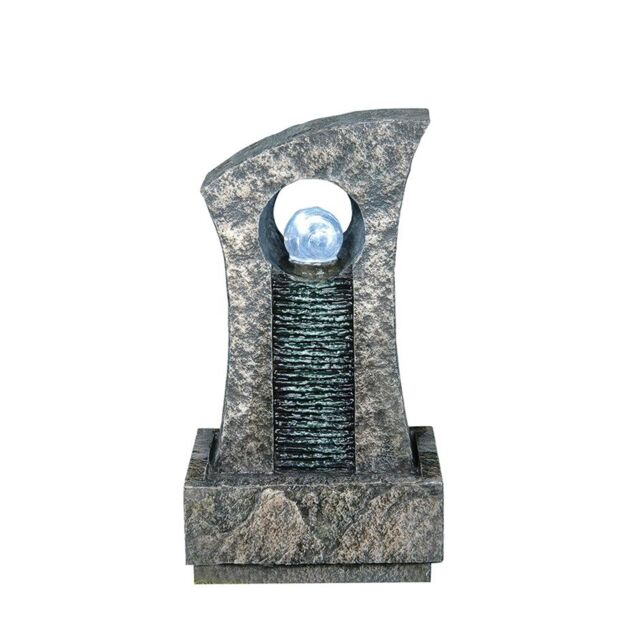 Primrose Ripple Effect Crystal Ball Water Feature with White LED Lights 59cm in Grey - image 1