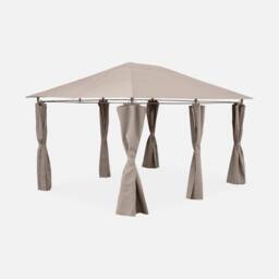 sweeek Heavy Duty 3x4m Gazebo With Curtains in Brown
