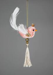 Shatchi Robin Pink 7x13cm - Christmas Hanging Decoration - Size: 7x13 cm