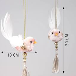 Shatchi Robin Pink 7x13cm - Christmas Hanging Decoration - Size: 7x13 cm - thumbnail 2