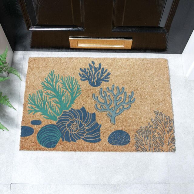 Artsy Mats Coral & Shells Doormat (60 x 40cm) in Brown - Size: 40 cm x 60 cm - image 1