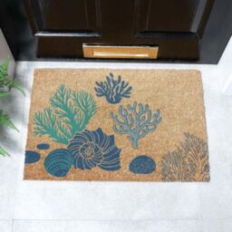 Artsy Mats Coral & Shells Doormat (60 x 40cm) in Brown - Size: 40 cm x 60 cm