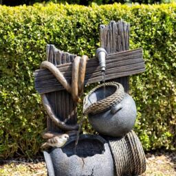 Primrose Constancia Cascading Bowls & Hose Water Feature With Lights 65cm in Brown - thumbnail 3