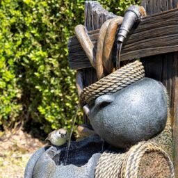Primrose Constancia Cascading Bowls & Hose Water Feature With Lights 65cm in Brown - thumbnail 5