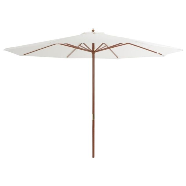 Berkfield Home Outdoor Parasol with Wooden Pole 350 cm Sand White - image 1