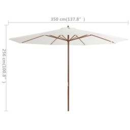 Berkfield Home Outdoor Parasol with Wooden Pole 350 cm Sand White - thumbnail 4
