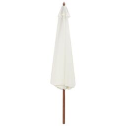 Berkfield Home Outdoor Parasol with Wooden Pole 350 cm Sand White - thumbnail 2
