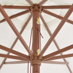 Berkfield Home Outdoor Parasol with Wooden Pole 350 cm Sand White - thumbnail 3