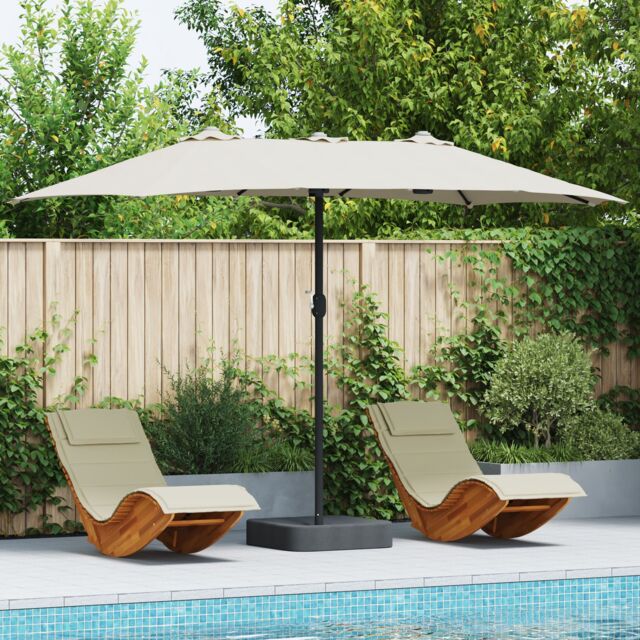 Berkfield Home Garden Parasol Folding Sand 385 x 209 x 244 cm Fabric in Brown - image 1
