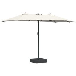 Berkfield Home Garden Parasol Folding Sand 385 x 209 x 244 cm Fabric in Brown - thumbnail 2